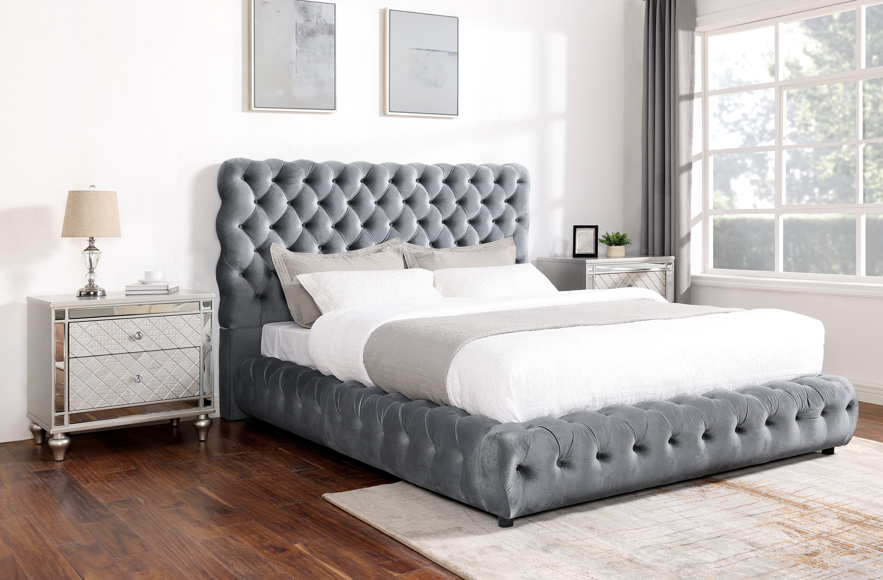 FLORY Q. HEADBOARD/FOOTBOARD -GREY